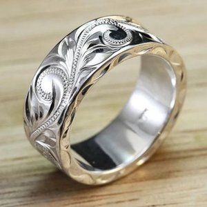 Flower Leaf Pattern Ring 07